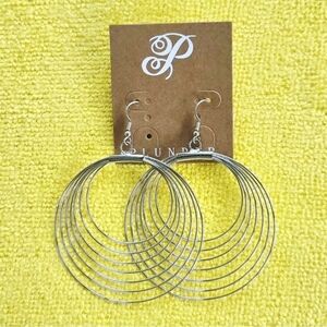 Silvertone Circle Hoop Dangle Earrings by Plunder
